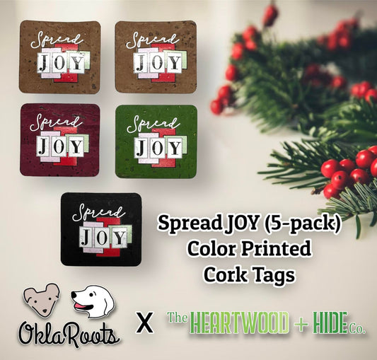 "Spread JOY" Color Printed Cork Tag 5-Pack (OklaRoots x H+H)