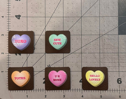 Convo Hearts Color Printed Brown Faux Leather Tag 5-Pack