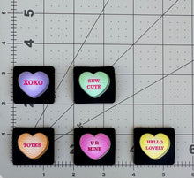 Load image into Gallery viewer, Convo Hearts Color Printed Black Faux Leather Tag 5-Pack
