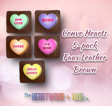 Load image into Gallery viewer, Convo Hearts Color Printed Brown Faux Leather Tag 5-Pack
