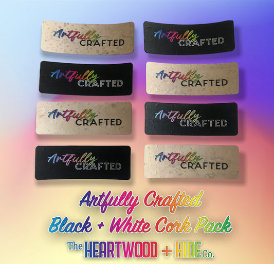 "Artfully Crafted" Rainbow - Black & White Cork (8 Pack)