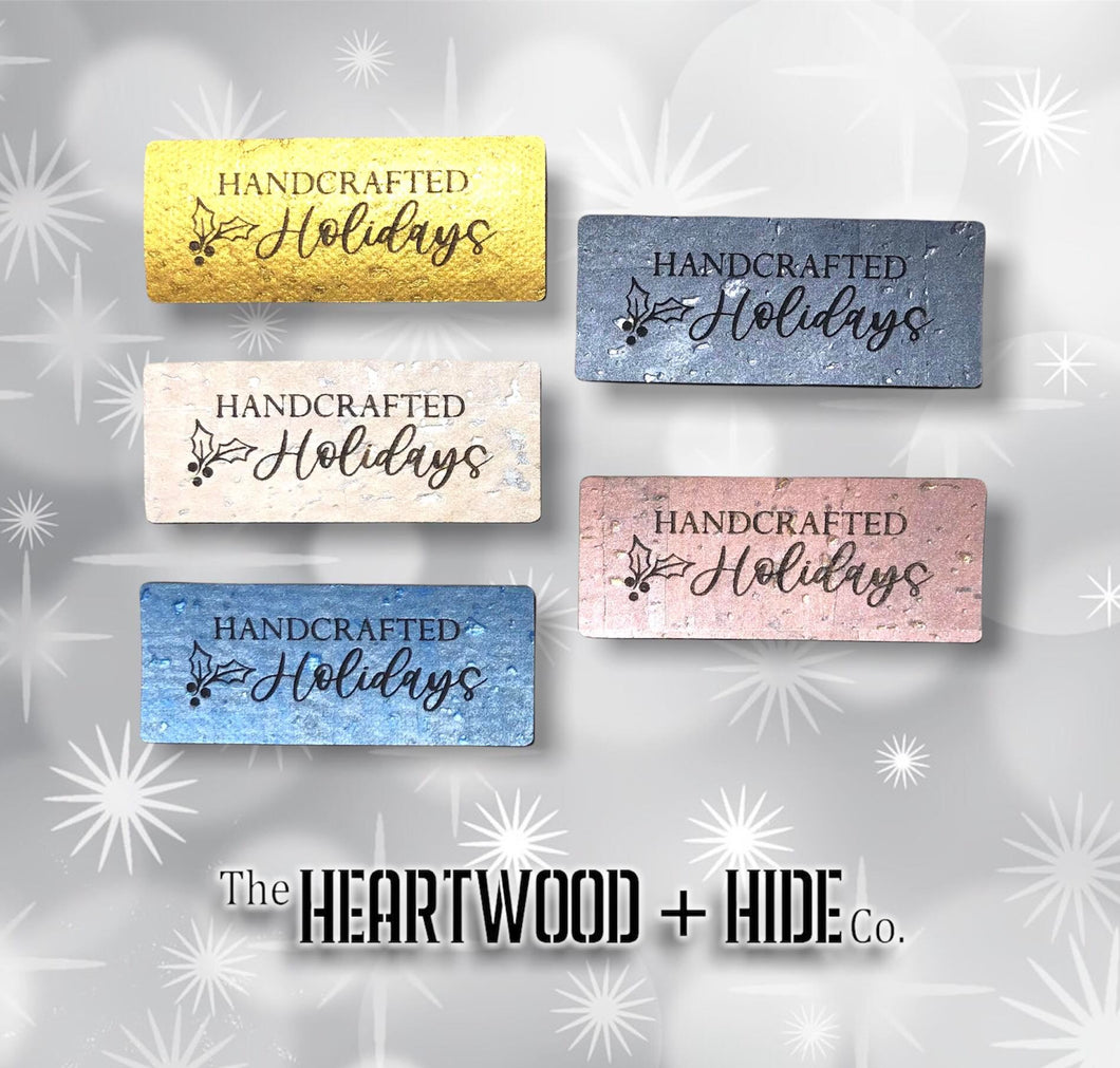Handcrafted Holidays Engraved Cork Tags  -- Glimmer + Pearl Color Sampler