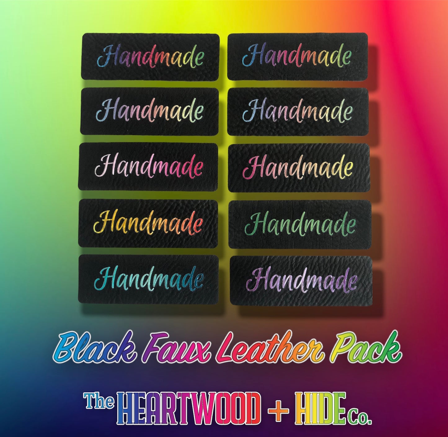 "Handmade" Radiant Gradient - Black Faux Leather (10 Pack)