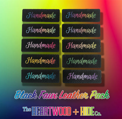 "Handmade" Radiant Gradient - Black Faux Leather (10 Pack)