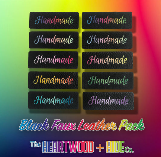 "Handmade" Radiant Gradient - Black Faux Leather (10 Pack)