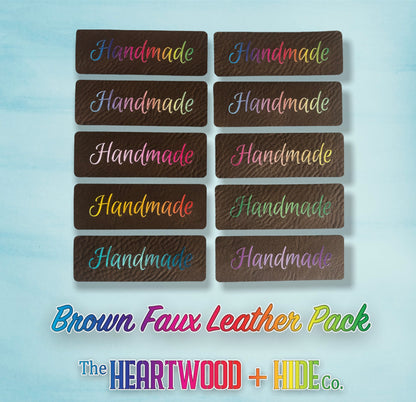 "Handmade" Radiant Gradient - Brown Faux Leather (10 Pack)