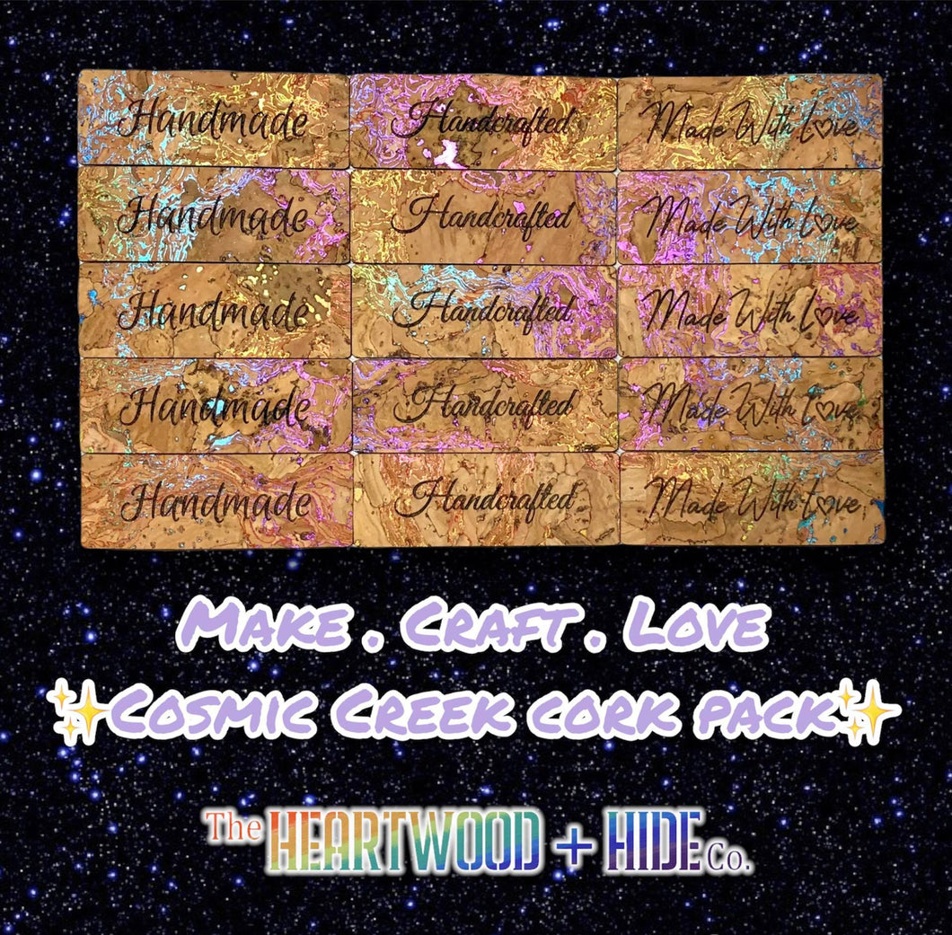 Make.Craft.Love Engraved Cork Tags - Cosmic Creek Cork Pack