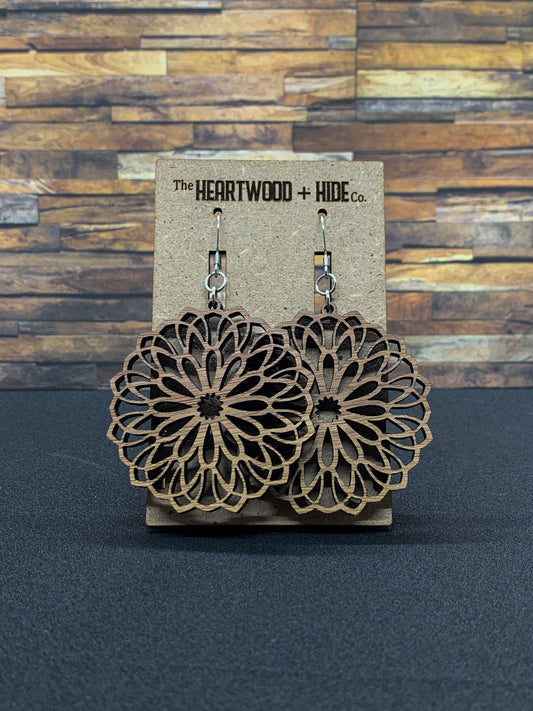 Walnut Mandala Dangle Earrings
