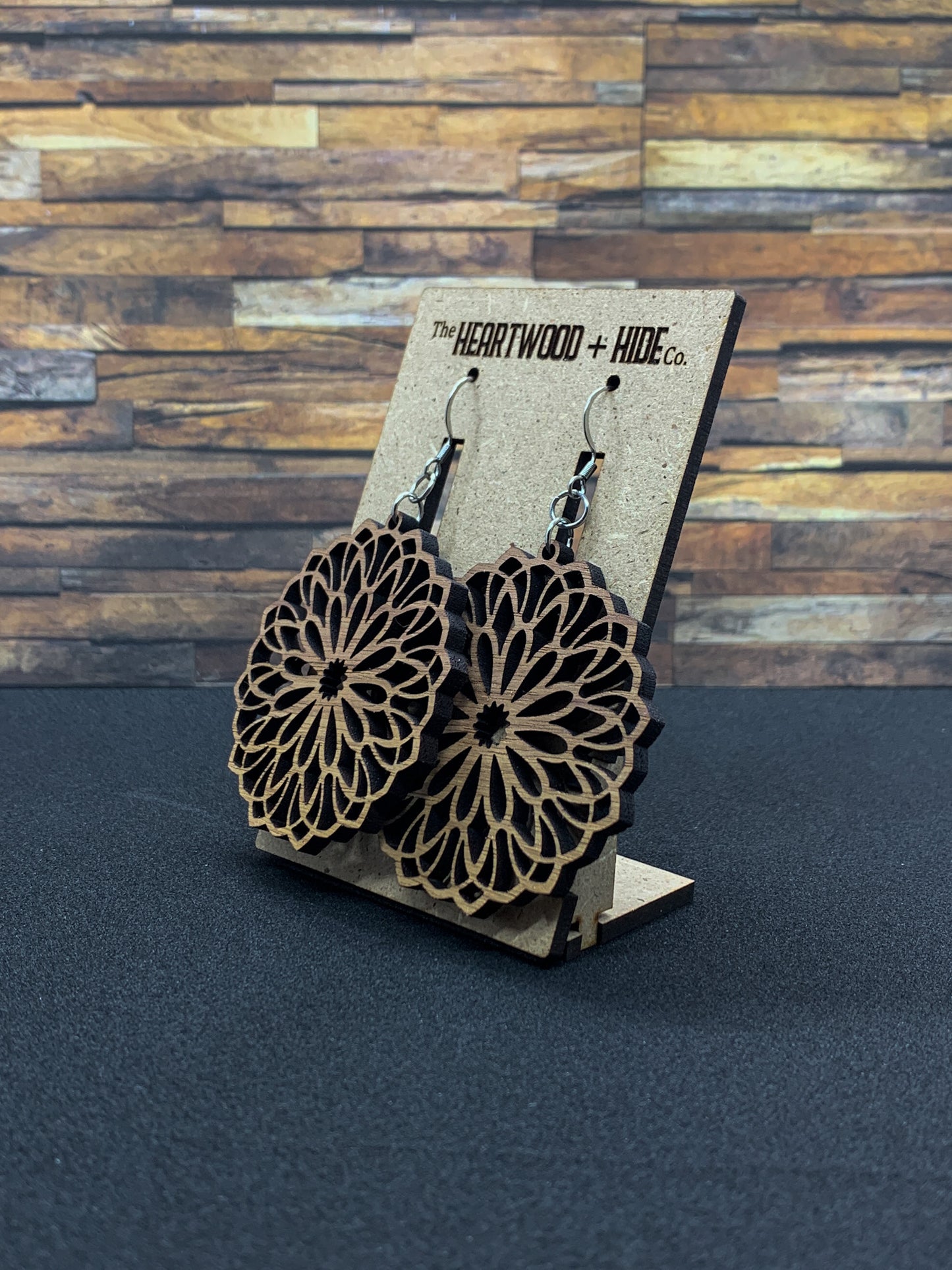 Walnut Mandala Dangle Earrings