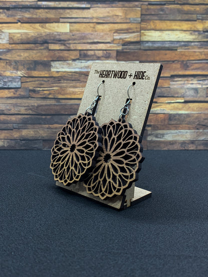 Walnut Mandala Dangle Earrings