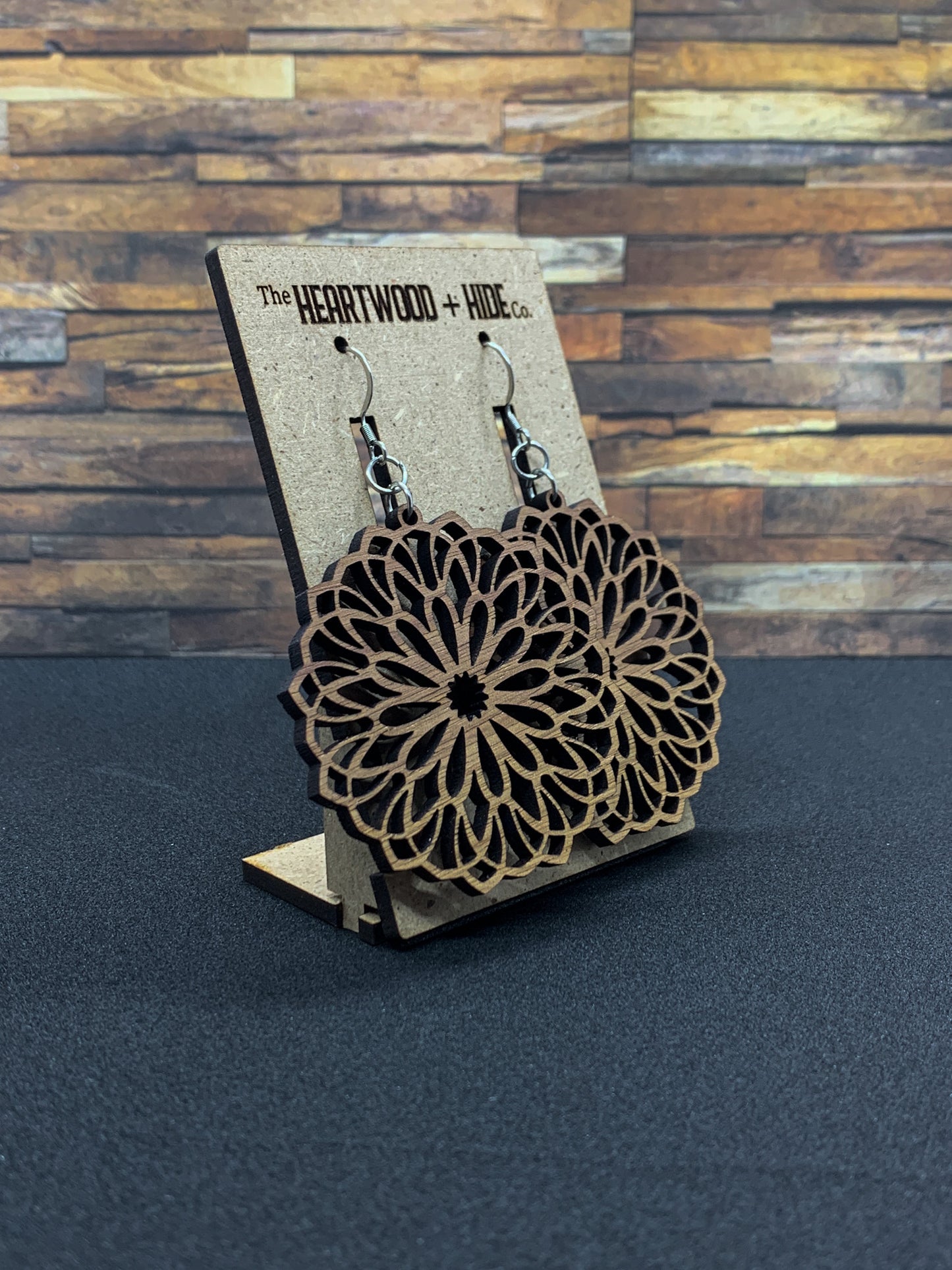 Walnut Mandala Dangle Earrings