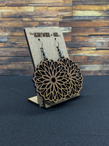 Walnut Mandala Dangle Earrings