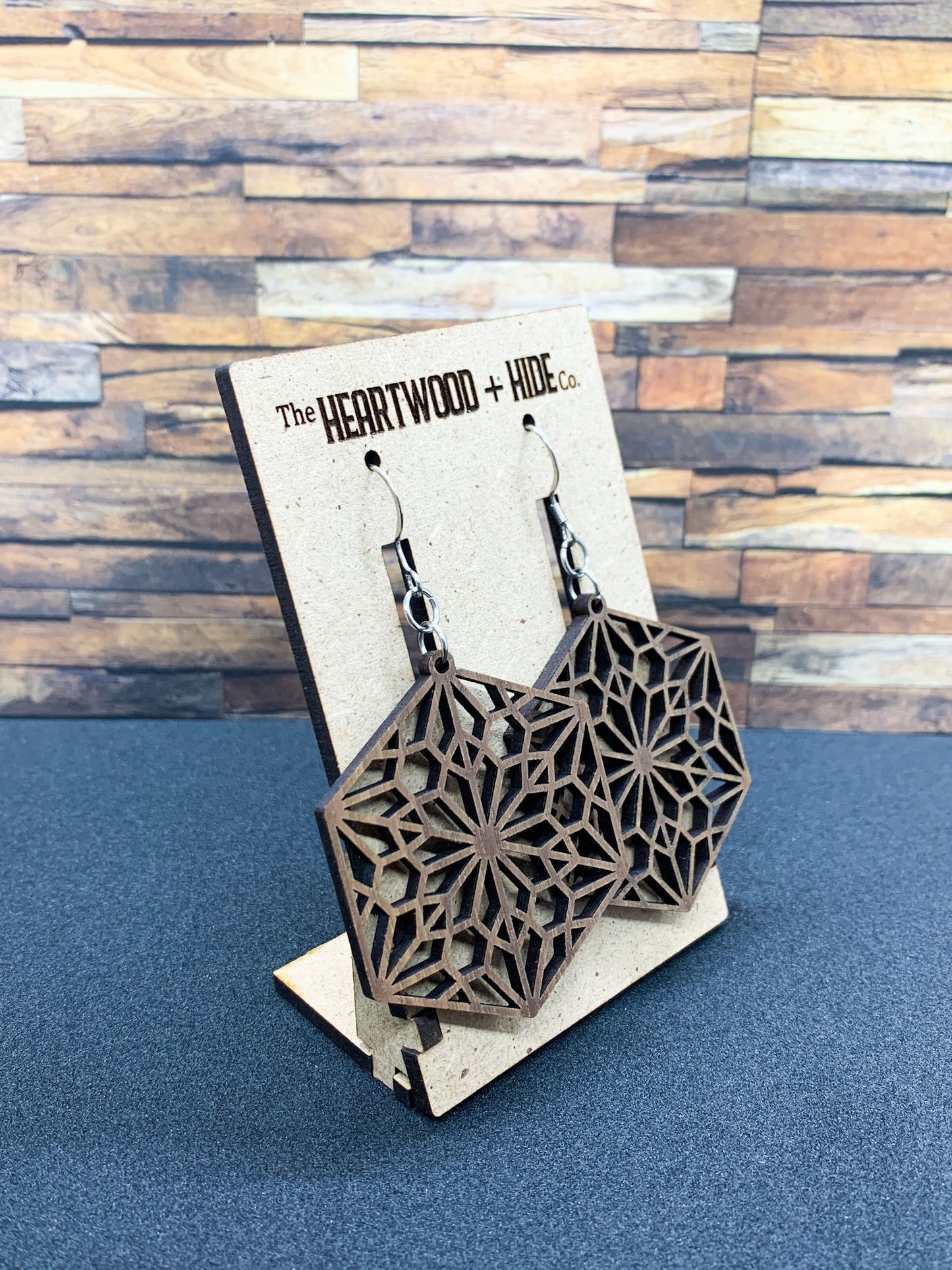 Walnut Kaleidoscope Dangle Earrings