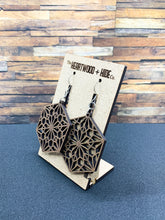 Load image into Gallery viewer, Walnut Kaleidoscope Dangle Earrings
