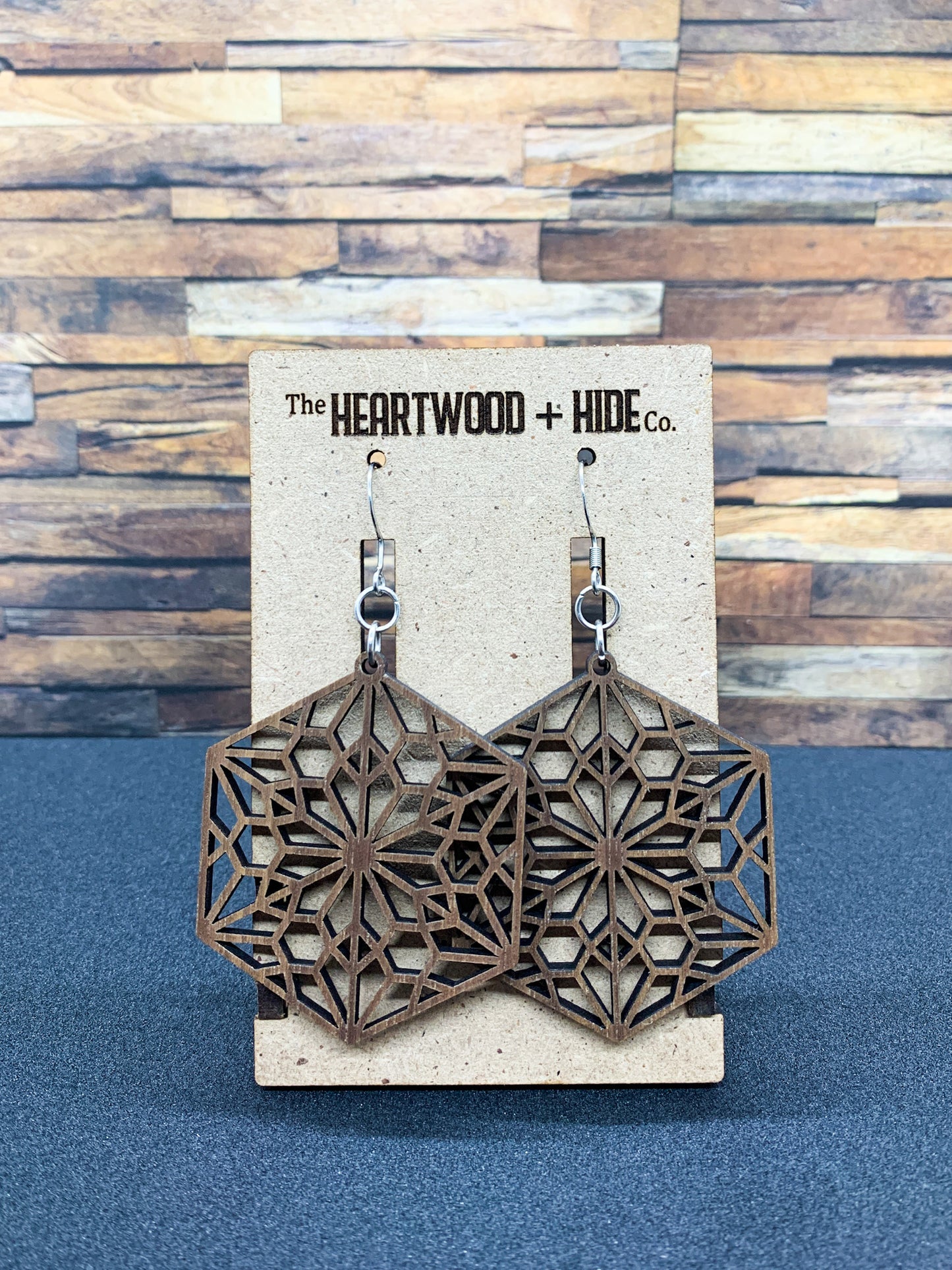 Walnut Kaleidoscope Dangle Earrings