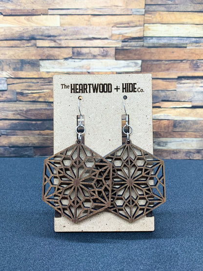 Walnut Kaleidoscope Dangle Earrings