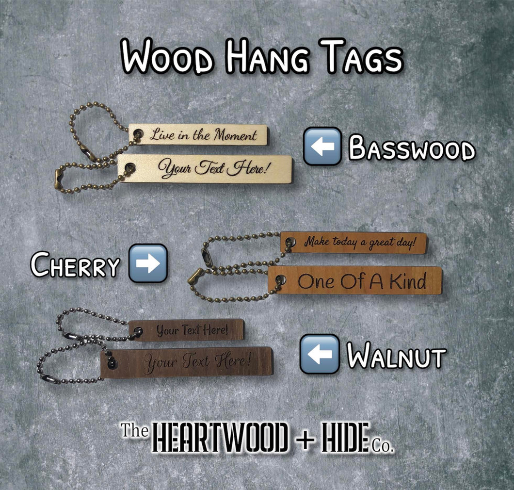 Custom Text Wood Bag Charms (10 Pack)